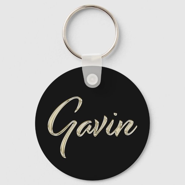 Gavin Name whitegold Button Schlüsselanhänger Key Ring (Front)
