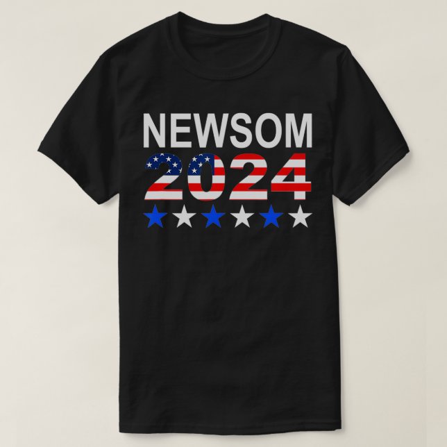 Gavin Newsom 2024 Presidential Election USA Flag D T-Shirt (Design Front)