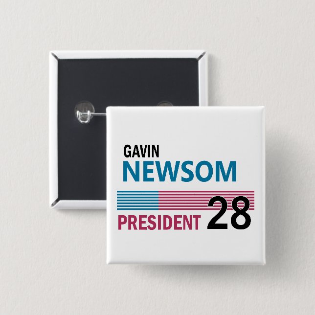 Gavin Newsom 2028 15 Cm Square Badge (Front & Back)
