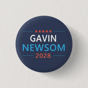 Gavin Newsom 2028 For President 3 Cm Round Badge