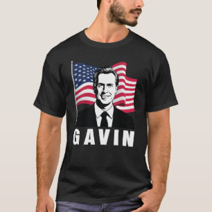 Gavin Newsom 2028 for President 48 American Flag T-Shirt