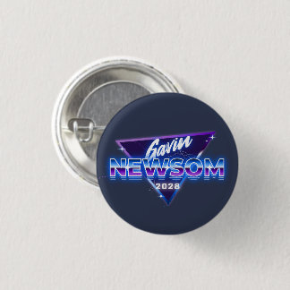 Gavin Newsom 2028 For President Retro 80s 3 Cm Round Badge
