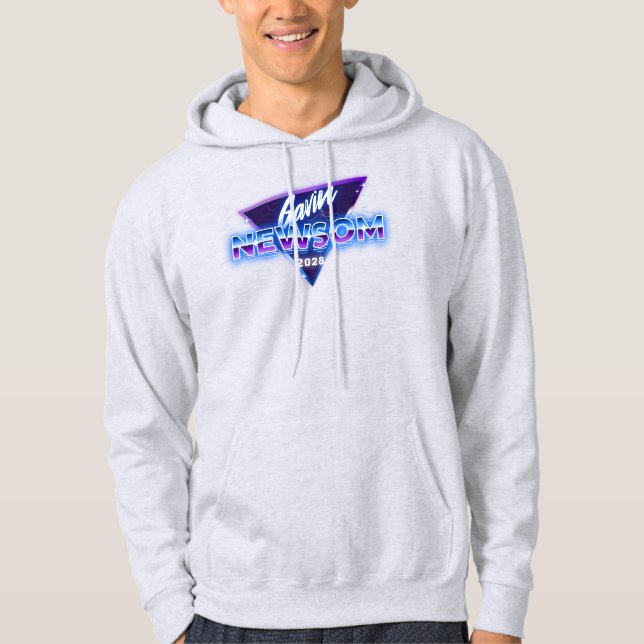 Gavin Newsom 2028 For President Retro 80s Hoodie (Front)