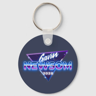 Gavin Newsom 2028 For President Retro 80s Key Ring
