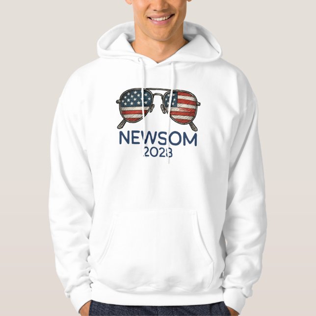 Gavin Newsom 2028 For President Sunglasses Hoodie (Front)