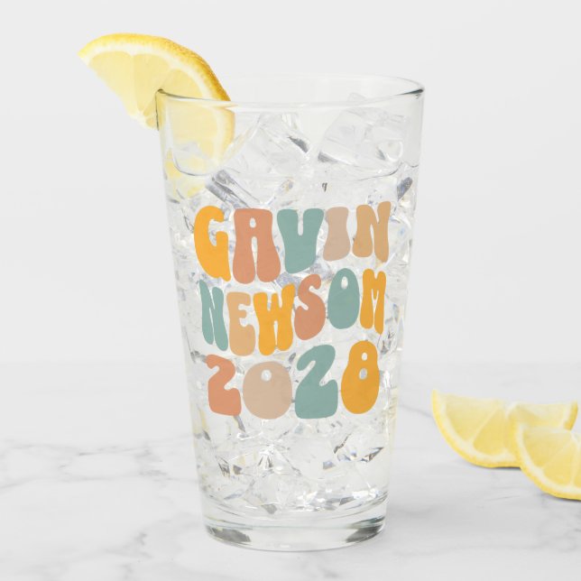 Gavin Newsom 2028 For President Wavy Text Glass (Front Ice)