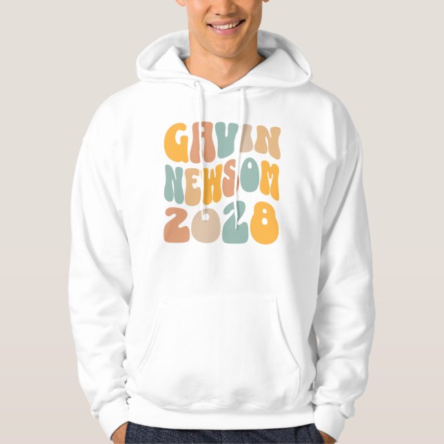 Gavin Newsom 2028 For President Wavy Text Hoodie (Front)