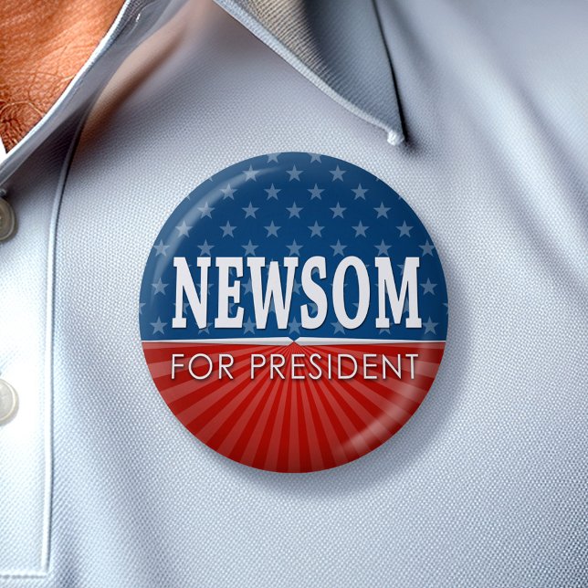 Gavin Newsom Campaign Stars and Stripes 6 Cm Round Badge (Gavin Newsom 2024 Button - Great Campaign and Rally button for the Next Election)