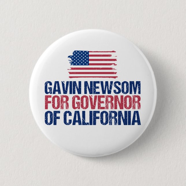 Gavin Newsom for Governor of California Election 6 Cm Round Badge (Front)