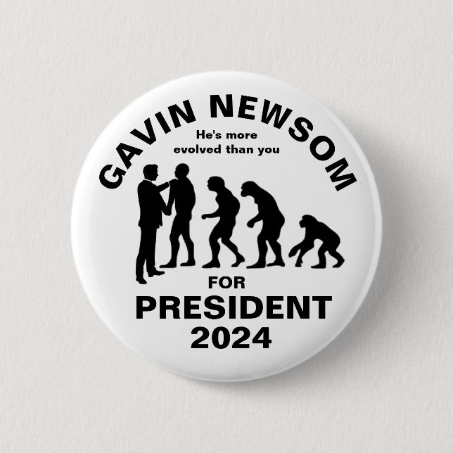 Gavin Newsom for President 2024 6 Cm Round Badge (Front)