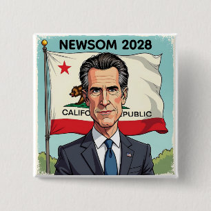 Gavin Newsom for President 2028 15 Cm Square Badge