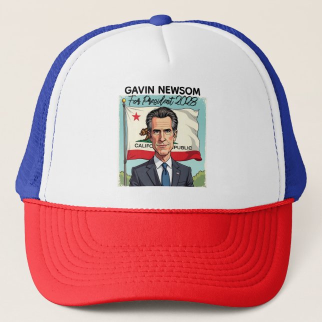 Gavin Newsom for President 2028 Trucker Hat (Front)