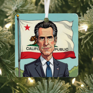 Gavin Newsom for President Chistmas Metal Tree Decoration