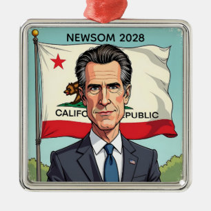 Gavin Newsom for President Chistmas Metal Tree Decoration