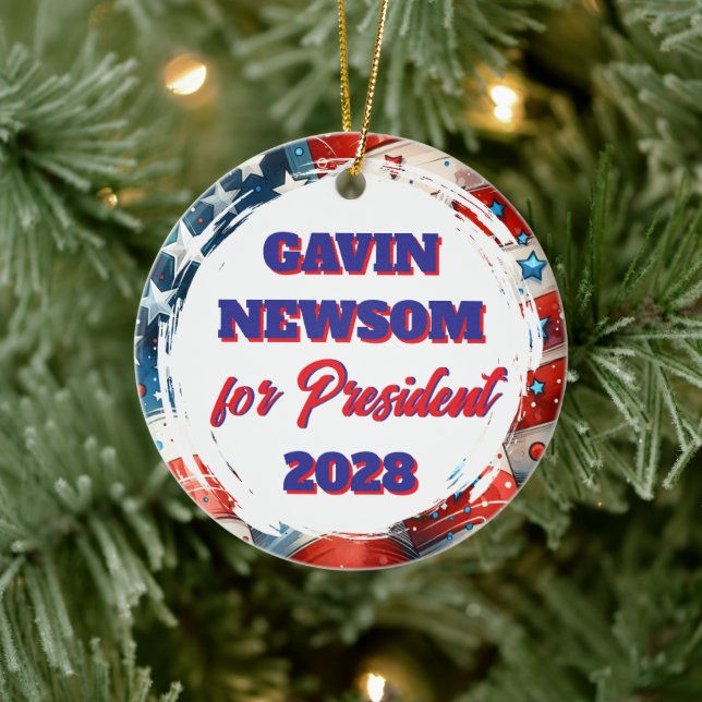 Gavin Newsom for President Political Ceramic Tree Decoration (Tree)