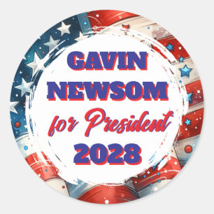 Gavin Newsom for President Political Classic Round Sticker