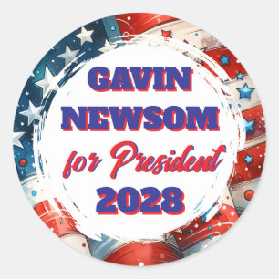 Gavin Newsom for President Political Classic Round Sticker