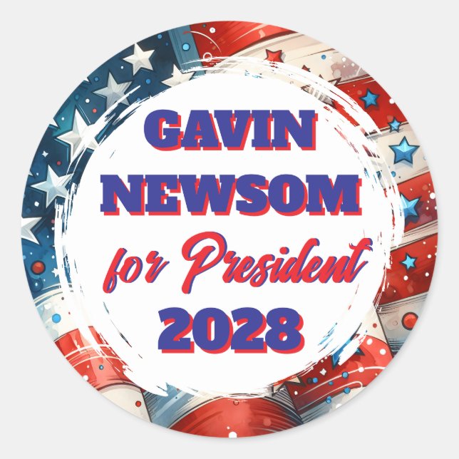 Gavin Newsom for President Political Classic Round Sticker (Front)