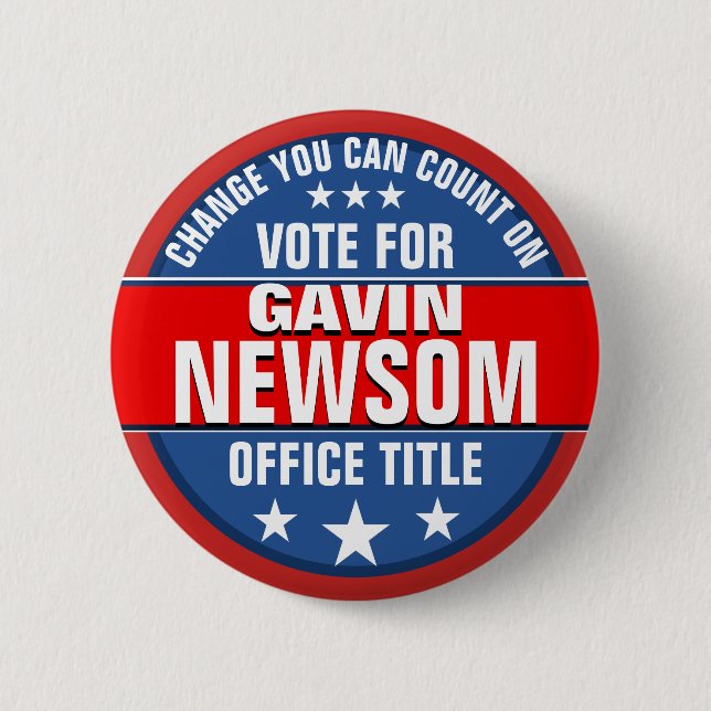 Gavin Newsom Political Button (Front)