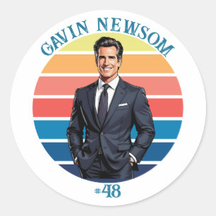 Gavin Newsom Vintage #48 Christmas Classic Round Sticker