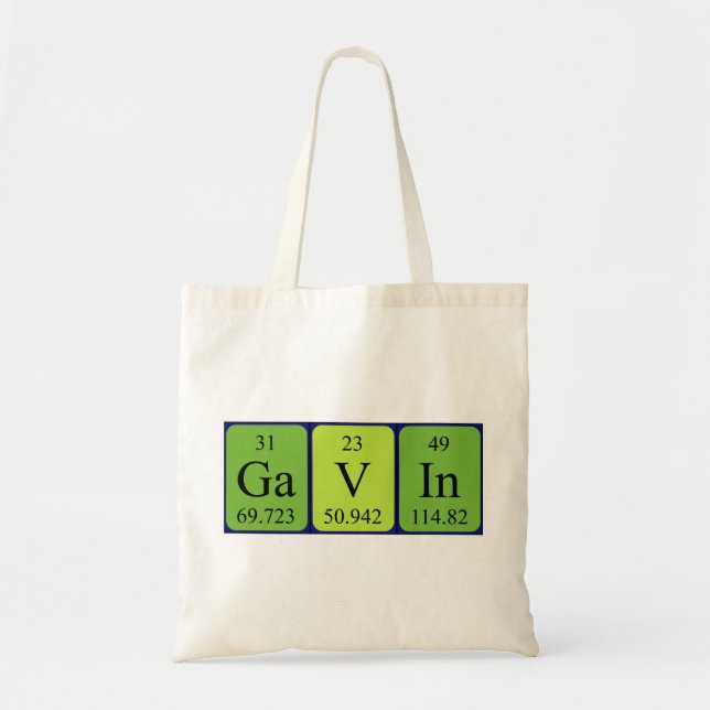 Gavin periodic table name tote bag (Front)