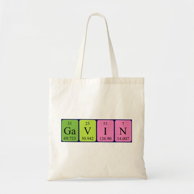 Gavin periodic table name tote bag (Front)