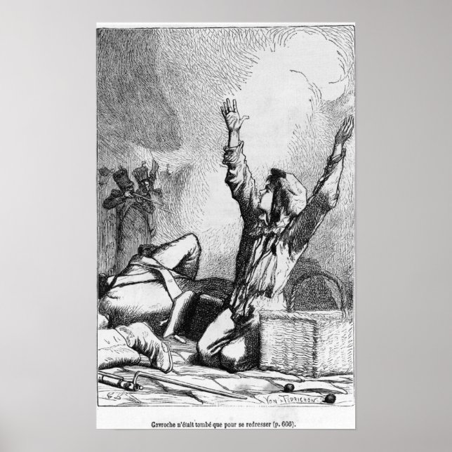 Gavroche had fallen only to rise again poster (Front)