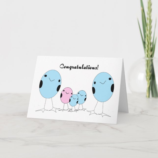 Gay adopted a girl,two boys congratulations card (Front)