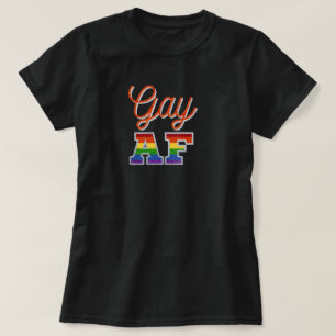 Gay AF Orange Rainbow Glitter T-Shirt