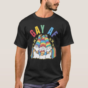 Gay Af Rainbow colored Gnome  Lgbtq Pride Month Fl T-Shirt