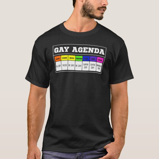 Gay Agenda Funny T Shirt (Front)