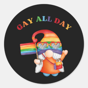 Gay All Day Colourful Flag Classic Round Sticker