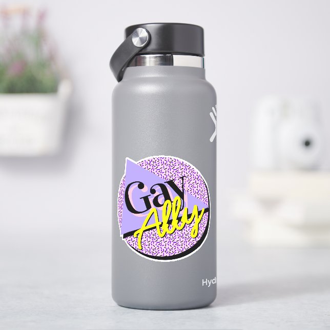 Gay Ally Purple Yellow 80s Memphis Style (HydroFlask)