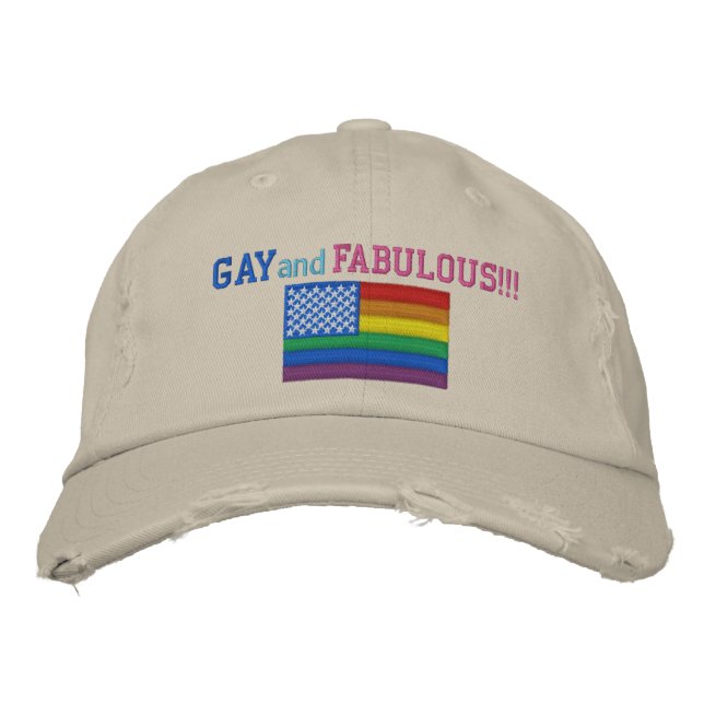 Gay and Fabulous Pride Flag Baseball Cap (Front)