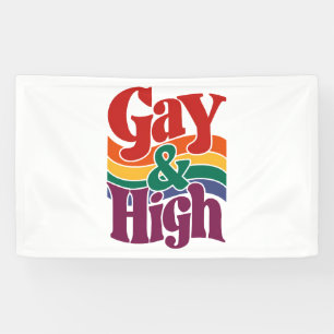 Gay And High Retro LGBTQ Pride Flag Banner