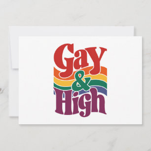 Gay And High Retro LGBTQ Pride Flag Invitation