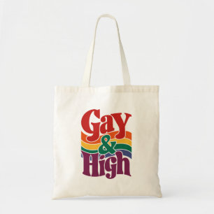 Gay And High Retro LGBTQ Pride Flag Tote Bag