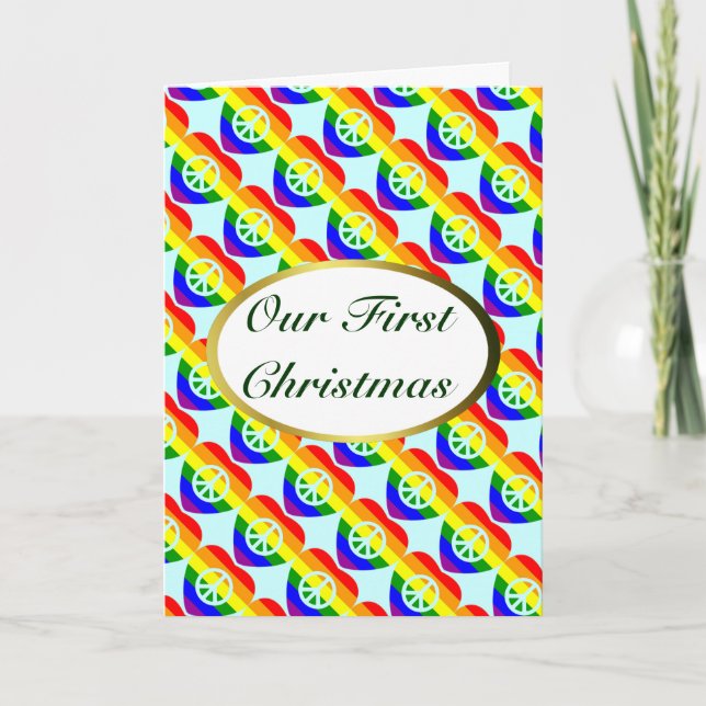Gay AND Lesbian Marriage First Christmas Card (Front)