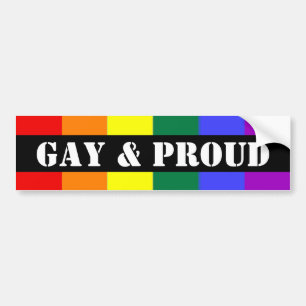 Gay and Proud Rainbow Flag Bumper Sticker
