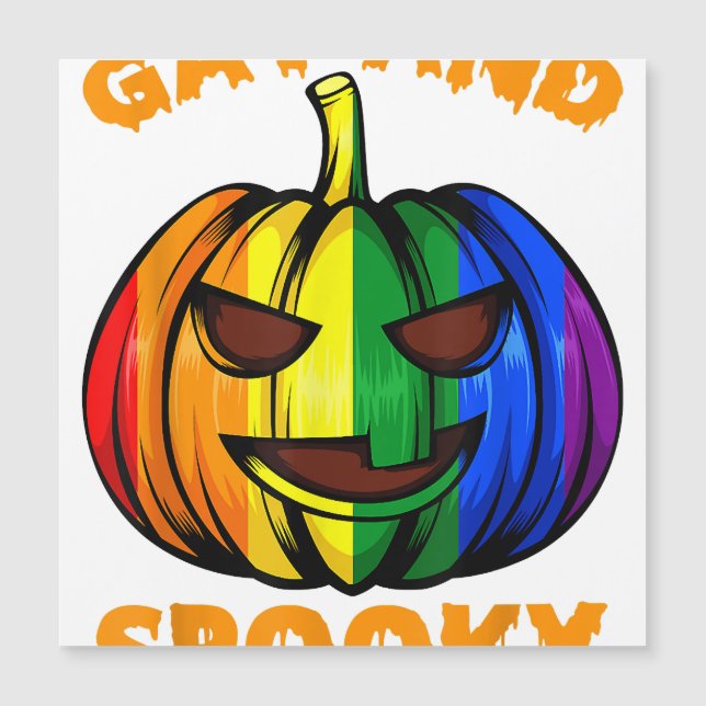 Gay And Spooky Halloween Rainbow Pumpkin LGBTQ+ Ga (Front)