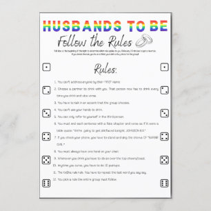 Gay Bachelor Party Game, Follow the Rules Invitation