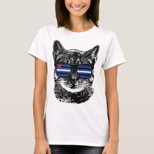 Gay Bear Cat Leather Pride Flag Colours Distressed T-Shirt