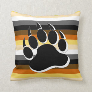 Gay Bear claw B&W 3D effect Bear Pride Colours Cushion
