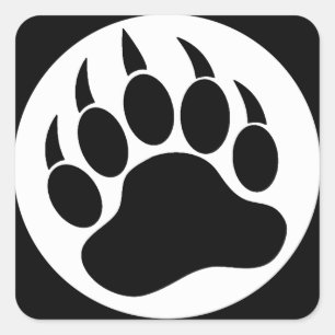 Gay Bear claw / Paw In B & W -Square Stickers