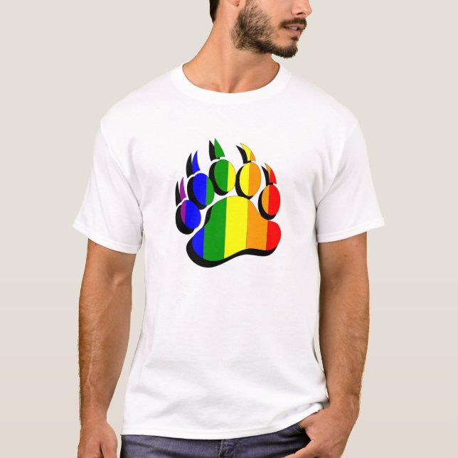 Gay Bear claw  rainbow with black shadow - Shirt (Front)