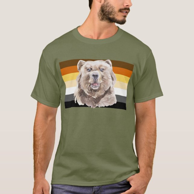 Gay Bear Flag Brown Striped T-Shirt (Front)
