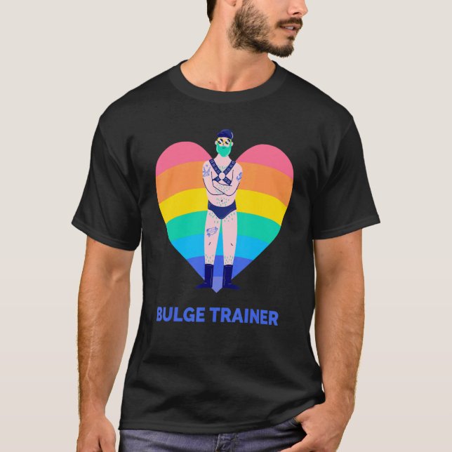 Gay Bear Gay Daddy Bulge Trainer Rainbow T-Shirt (Front)