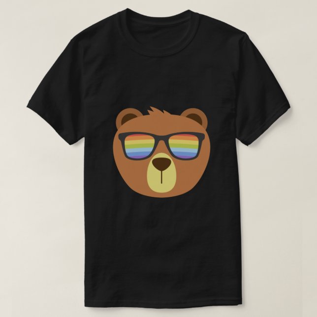 Gay Bear Lgbt Rainbow Sunglasses  T-Shirt (Design Front)