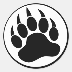 GAY BEAR PAW/CLAW BLACK AND WHITE - ROUND STICKER