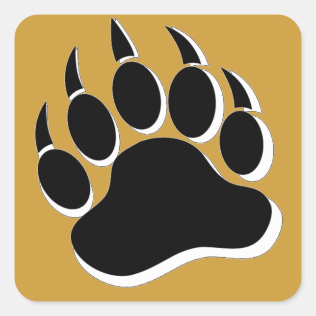 Gay Bear Paw With 3D effect on Brown Back -Sticker Square Sticker (Front)